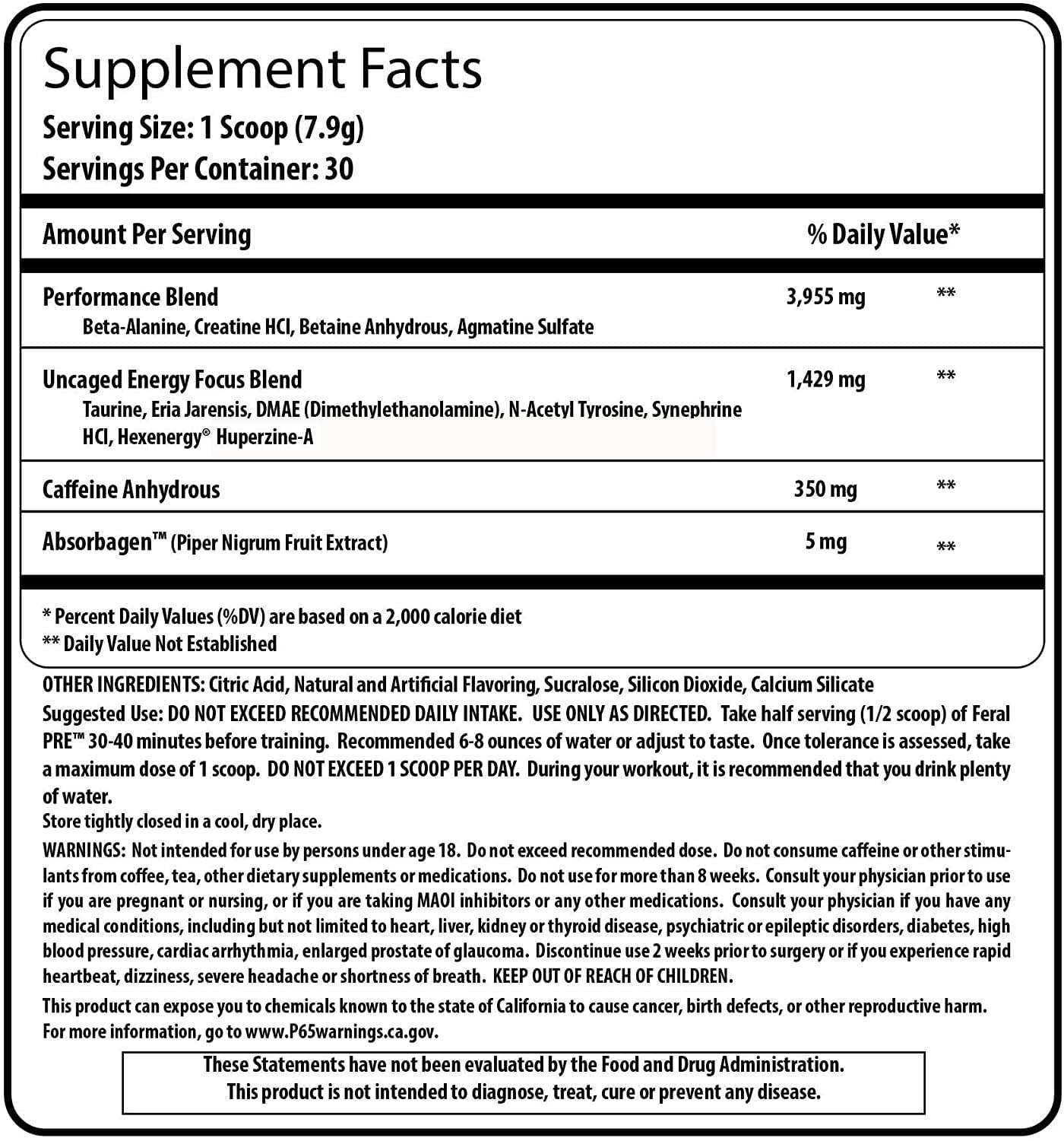 feral preworkout nutrition